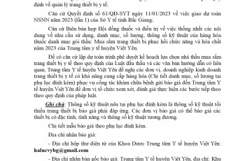 Thư mời báo giá hàng hoá (Máy điều trị vật lý trị liệu đa năng)