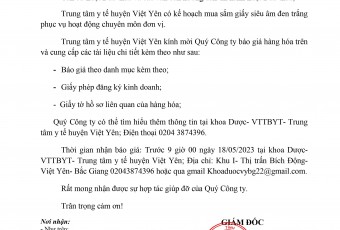 THƯ MỜI BÁO GIÁ