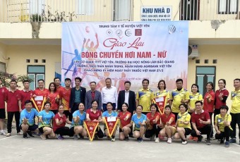 Giao lưu giải Bóng chuyền hơi liên cơ quan chào mừng Kỷ niệm 68 năm ngày thầy thuốc Việt Nam 27-2