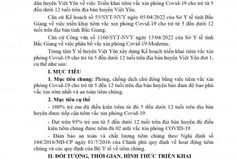 TTYT Việt Yên triển khai kế hoạch tiêm vắc xin phòng Covid – 19 đợt 1 cho trẻ em từ 5 đến dưới 12 tuổi