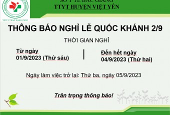 THÔNG BÁO NGHỈ LỄ QUỐC KHÁNH 02-9