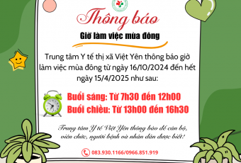 Thông báo giờ làm việc mùa đông