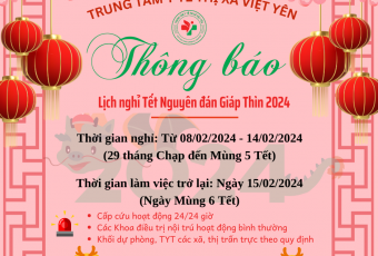 Thông báo lịch nghỉ Tết Nguyên đán Giáp Thìn 2024