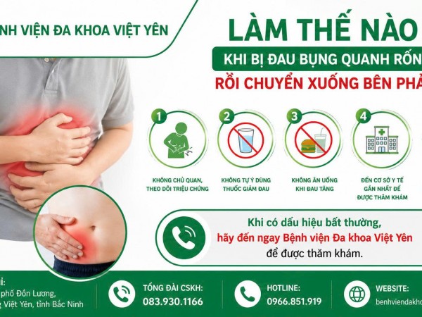 ĐAU BỤNG QUANH RỐN RỒI CHUYỂN XUỐNG BÊN PHẢI: KHÔNG NÊN CHỦ QUAN